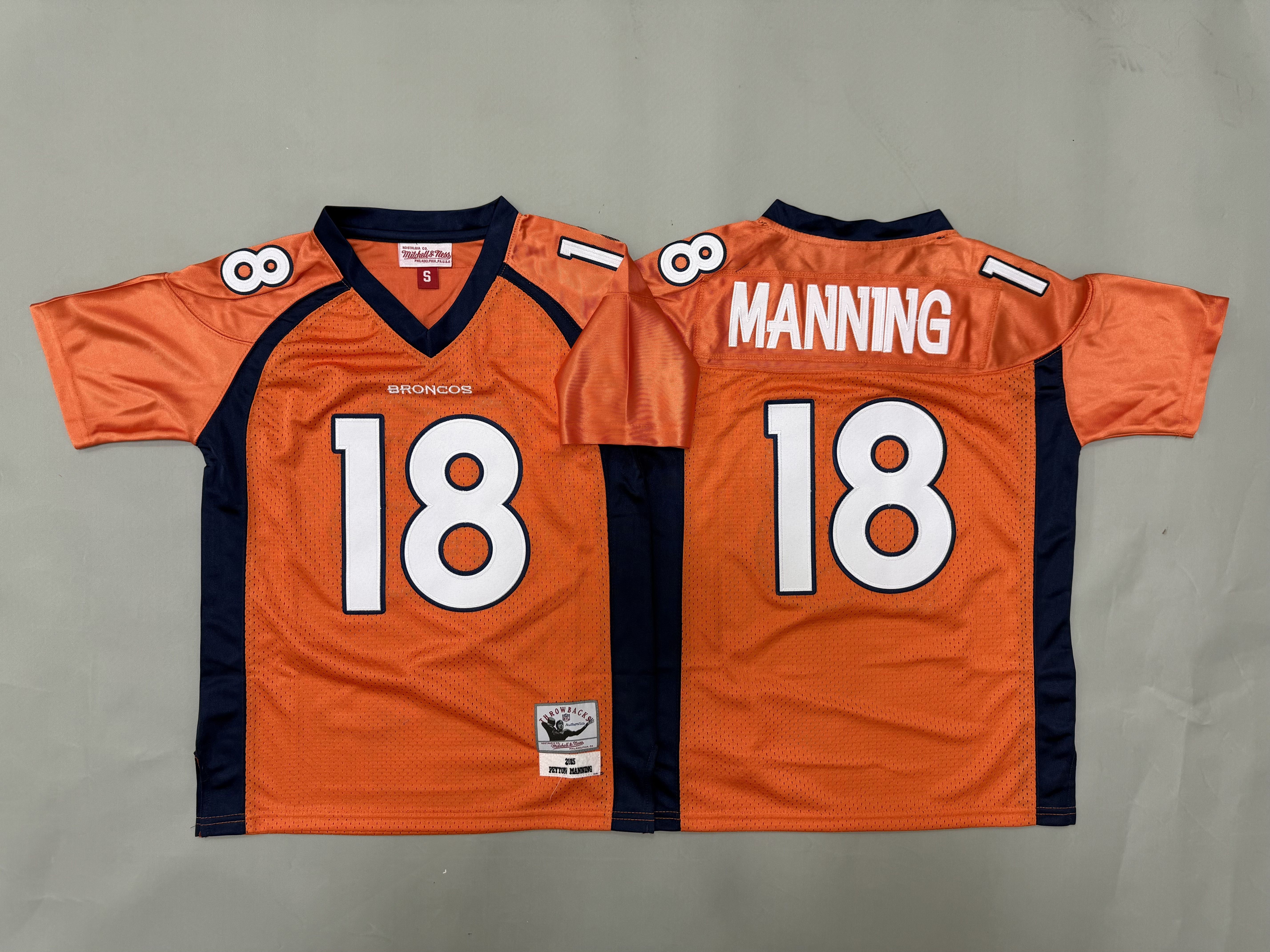 Youth 2026 Denver Broncos #18 Manning orange Throwback Limited NFL Jersey style 01->youth nfl jersey->Youth Jersey
